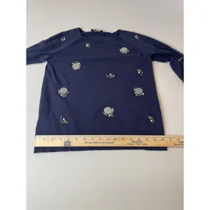 Ann Taylor Navy Knit Rhinestone Detail Long Sleeve Top Size S thumbnail 6