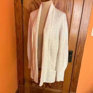 Vtg 90s fuzzy oversized cream cardigan thumbnail 9