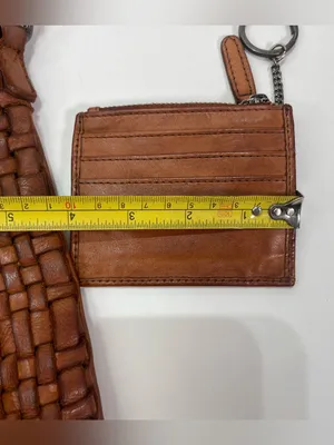VILENCA HOLLAND Shoulder Crossbody Bag Chestnut Woven Leather w/ Keychain Wallet thumbnail 4