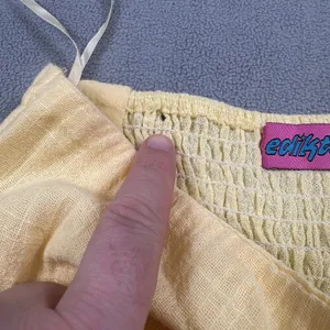 NWT Edikted Top S Womens Yellow Ruffle Layered Strapless Smocked Cami Tank Cute thumbnail 9