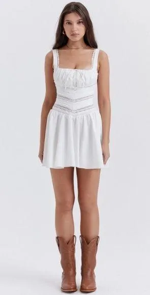 HOUSE OF CB 'Tiffani' White Lace Trim Mini Dress thumbnail 1