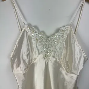 Vtg Y2K Cinema Etoile Satin Slip Cami Tank Embellished Lace Sz Large thumbnail 3