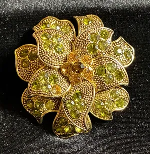 Vintage 1970s Contemporary Style Liz Claiborne Diamante Floral Pin thumbnail 1