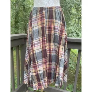 Source Unknown Vintage 60s 70s Wool Plaid Midi Skirt Pleated Preppy Fall Earth Tones Size 32 thumbnail 3