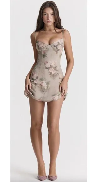 HOUSE OF CB Christiana Floral Minidress in Vintage Floral Size Large+ (Plus Cup) thumbnail 10