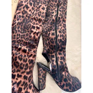 NIB: Bamboo leopard‎ print; over the knee; heels; open toe thumbnail 6