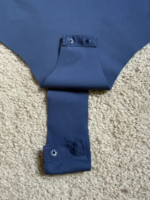 Iris Denim Blue Asymmetrical Bodysuit.  Size Medium thumbnail 8