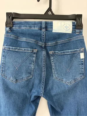 Voyageur by Mersea Nomad Cropped Mini Bootcut Flare Blue Denim Stretch Jeans 25 thumbnail 4