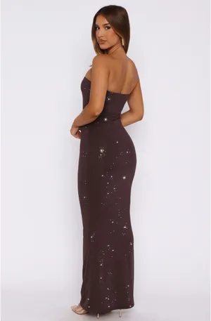 White Fox Platinum Maxi Dress Chocolate thumbnail 2