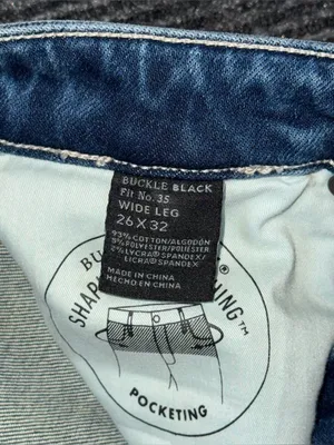 Buckle Black NWT Fit 35 Wide Leg Stretch Cuffed Jeans 26x32 High Rise BBW1388R thumbnail 9