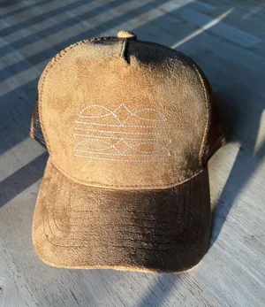 Western boot stitch trucker hat Brown thumbnail 1