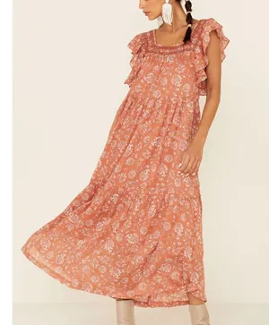 Free People Women's Bonita Floral Print Flutter Sleeve Midi Dress thumbnail 2