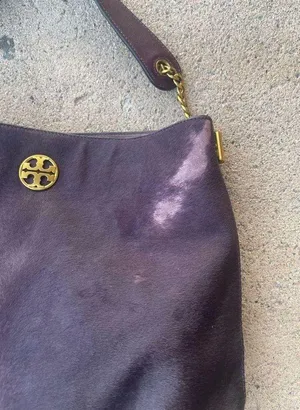 Tory Burch Calf Hair Shoulder Bag Colorblock Purple Green thumbnail 2