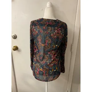 Converse Sheer Floral Long Sleeve Blouse M Cottagecore Dopamine Coquette Girl thumbnail 2