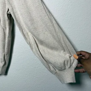 J. Crew Women Cotton Cashmere Sweater XL Beige Minimalist‎ Preppy FIsheraman thumbnail 4