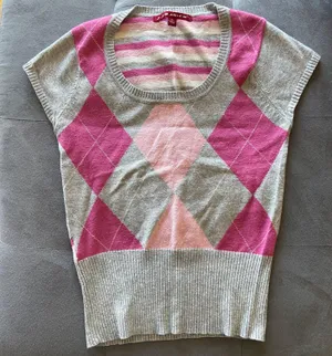 J. J. Basics Vintage y2k argyle pink and grey vest size small thumbnail 1