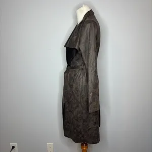 Windsor - Brown Chic Impression Faux Suede Belted Trench Coat thumbnail 8