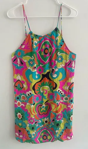 Alice & Trixie Silk Halter Neck Adjustable Strap Bright Bold Slip Dress LARGE thumbnail 1