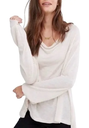 Free People Palmer‎ Shimmer Striped Knit Top Women's Large Ivory Gold Boho Y2K thumbnail 1