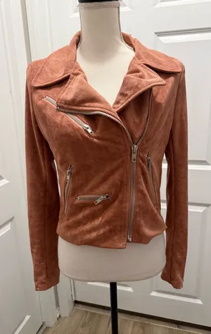 VICI Collection Market Faux Suede Moto Jacket - Dusty Rose Size M thumbnail 1