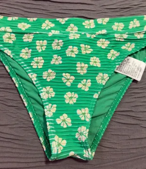 Wrangler X Billabong Green Floral Ribbed Bikini Bottom thumbnail 1