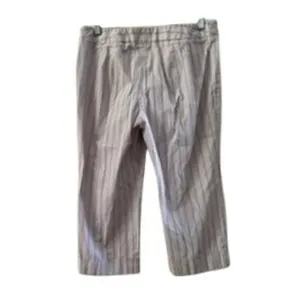 Ann Taylor‎ LOFT Petite Striped Cropped Pants Size 10P Women's Lavender White thumbnail 3