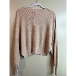 Aerie Ribbed Knit scoop neck Sweater Balloon Sleeve Cropped Relaxed Fit Size M thumbnail 12