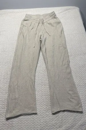 Spiritual Gangster Women Oatmeal Beige Knit Wide Leg Lounge Pants Small 4662 thumbnail 1
