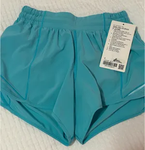 Electric Turquoise Lululemon Hottie Hot Shorts, Size 4, Length 4, Low Wasted. thumbnail 2