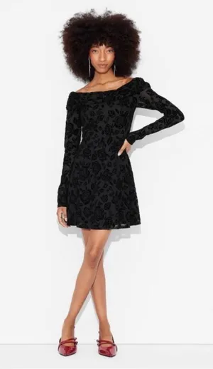 Wild Fable Women's Flocked Mini Fit & Flare Holiday Dress Floral Off Shoulder thumbnail 1