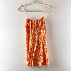 Free People Jaime Floral Tie Back Mini Slip Dress Orange Large thumbnail 2