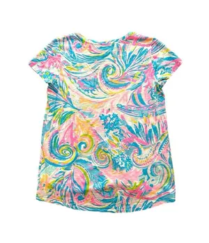 Pink Blue Etta Top Carnival Coral Womens Size Small V Neck thumbnail 3