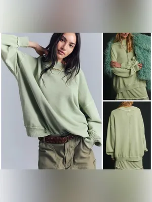 NWOT Free People We The Free Palm Springs Pullover - soft moss green - XS thumbnail 2