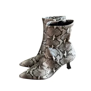 Abound Grey Snakeskin Print Pointed Toe Kitten‎ Heel Ankle Boots Size 7 NEW thumbnail 2