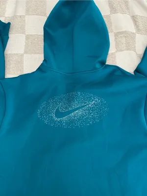 Nike Womens Dri-FIT Performance Half Zip Hoodie Teal Blue Small thumbnail 5