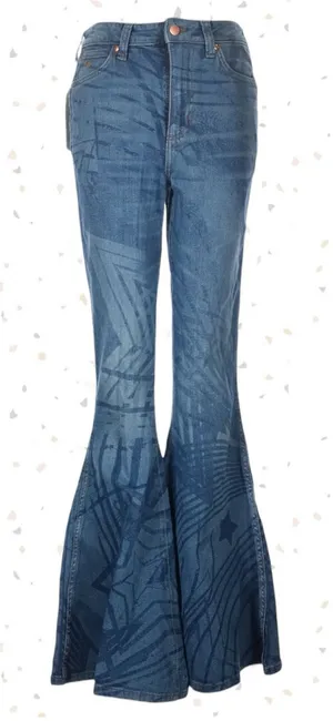Wrangler x Lainey Wilson Blue Star Jeans Bell Bottom Flare TALL Size 28 x 34 NEW thumbnail 1