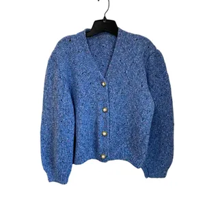 Source Unknown Boutique‎ Dreamy Blue Pointelle Knit Cardigan with White Buttons Size Medium thumbnail 2