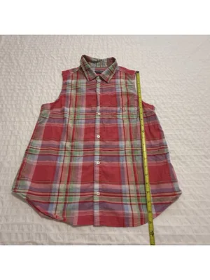 Lauren Ralph Lauren Plaid Multi Color Pajama Button Up Shirt & Shorts Set Medium thumbnail 5