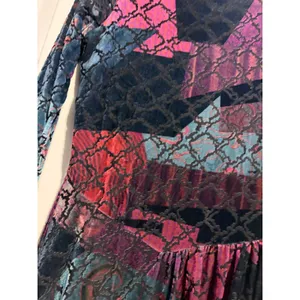 ERMANNA Velvet Patchwork Midi Dress‎ Long Sleeve Zipper Closure Size 44 thumbnail 4