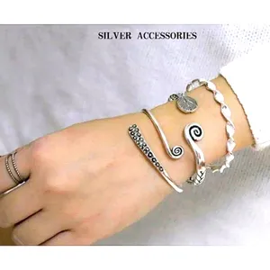 Boutique NEW Unisex‎ Engraved Geometric 925 Sterling Silver Cuff Bracelet, Adjustable thumbnail 7