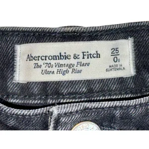 Abercrombie & Fitch '70s Vintage Flare Ultra High Rise Black Denim Jeans Sz 25 0 thumbnail 3