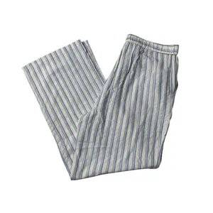 Coco Carmen Blue White Striped Wide Leg Pants L XL Coastal Linen Blend NWT thumbnail 3