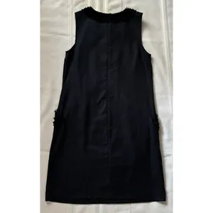 Ann Taylor Loft Size 4 Black Shift Dress Pocket Ruffle Trim Career Cocktail EUC thumbnail 7