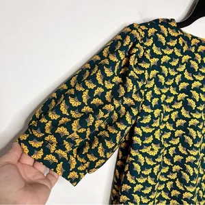 Mellóday puffed sleeve blouse green, yellow‎ size small thumbnail 2