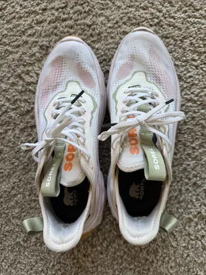 Sorel Women's White Sneakers with Pink and Light Green Accents thumbnail 1