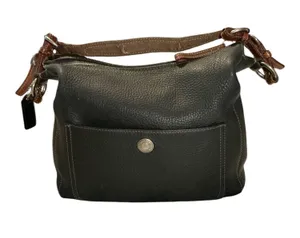 Coach Vintage Black Pebbled Leather Hobo Shoulder Bag Pink Lining #H05S-8E10 thumbnail 1