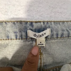 Dylan Womens Light Acid Wash Denim Button Front Midi Skirt Size 6 Cotton Blue thumbnail 3