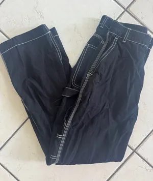 GAP Wide Leg Pants in Black with White Contrast Stitching thumbnail 1