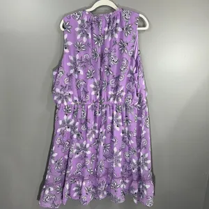 Lane Bryant NWT Sz 24 Sleeveless Notch Neck Elastic Waist Purple Floral Dress thumbnail 8
