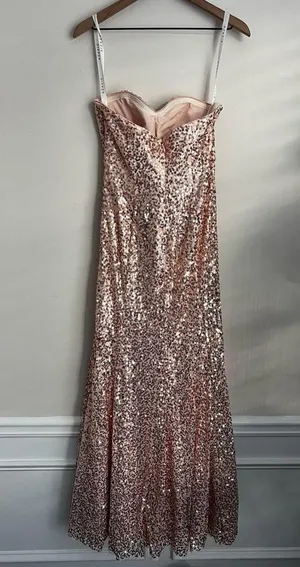 Azazie pink Sequin maxi Dress Estrella mermaid 6 thumbnail 2